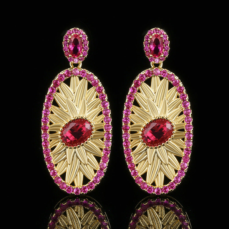 Gold-plated Simulation Red Corundum Design Old Money Style Suit