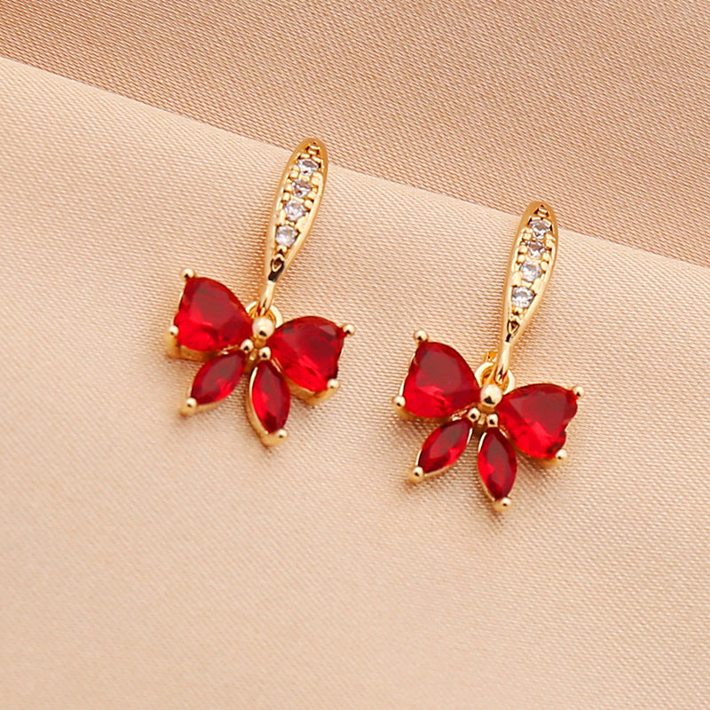 Full Diamond Zircon Butterfly Earrings Women Fashion Style Creative Earrings