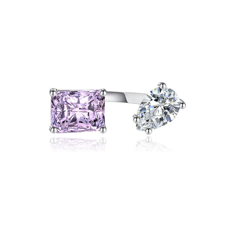 Cold Style Romantic Gentle Purple Shining Diamond Zircon Ring For Women
