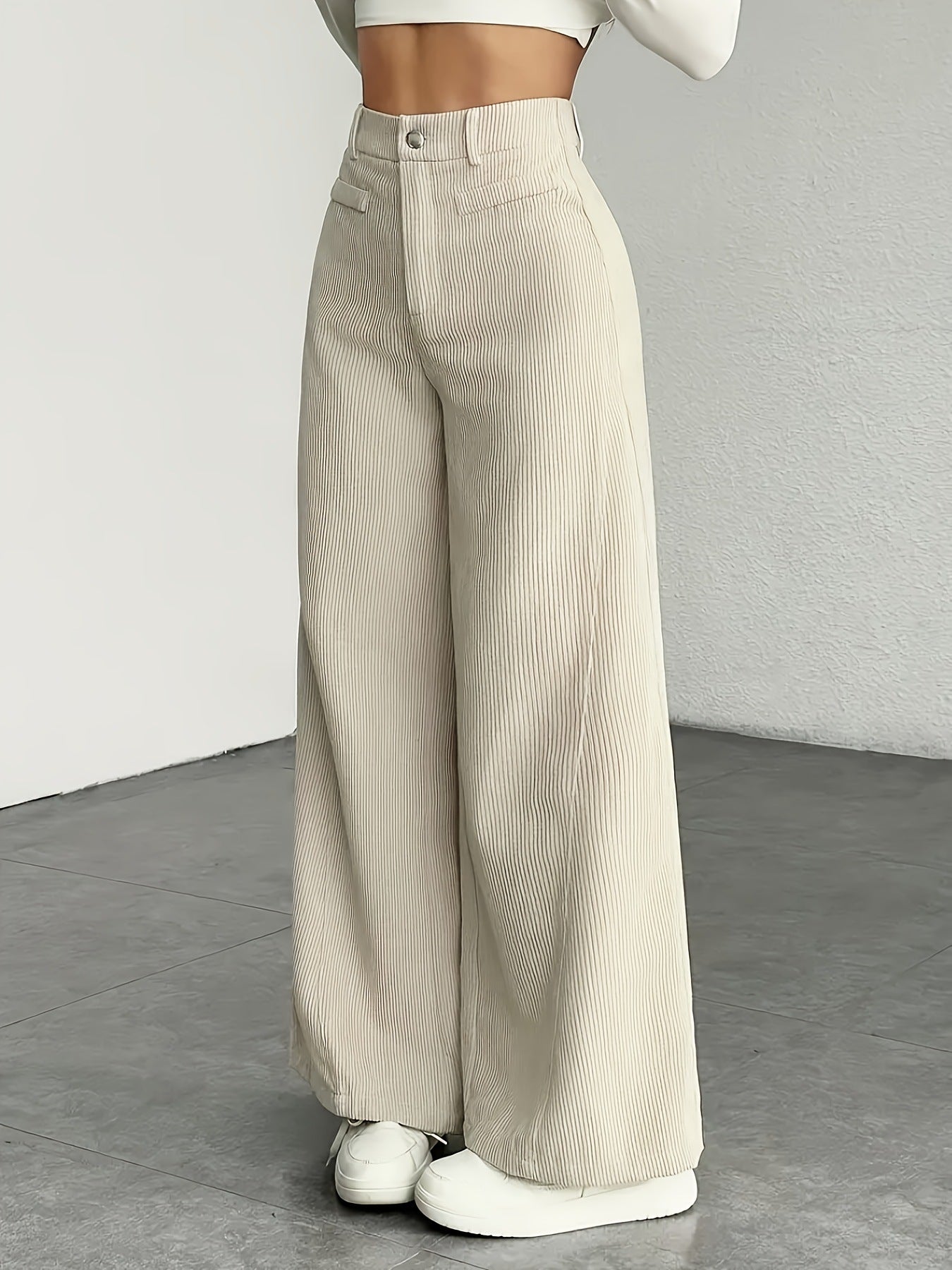 High Waist Wide Leg Pants With Vertical Stripes Straight Mopping Pants Commuter's All-matching