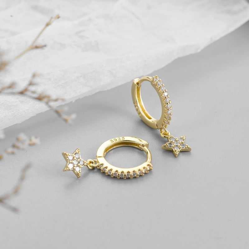 Sterling Silver Earrings For Women Korean Style XINGX Earrings Sweet Cute With Diamonds