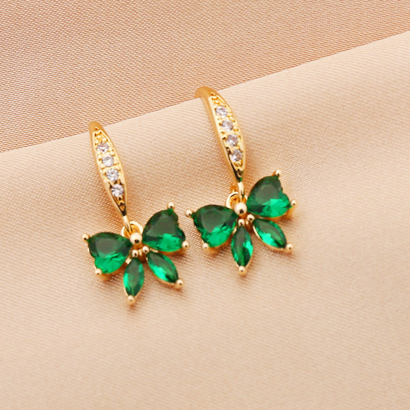 Full Diamond Zircon Butterfly Earrings Women Fashion Style Creative Earrings
