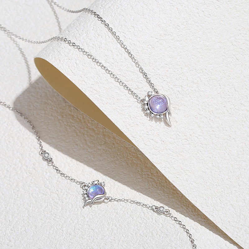 925 Sterling Silver Mori Style Iris Tectorum Necklace For Women