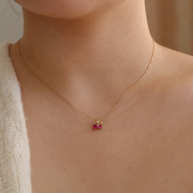 Small Cherry Light Luxury Pendant Creative Cute Girly Style Necklace For Women