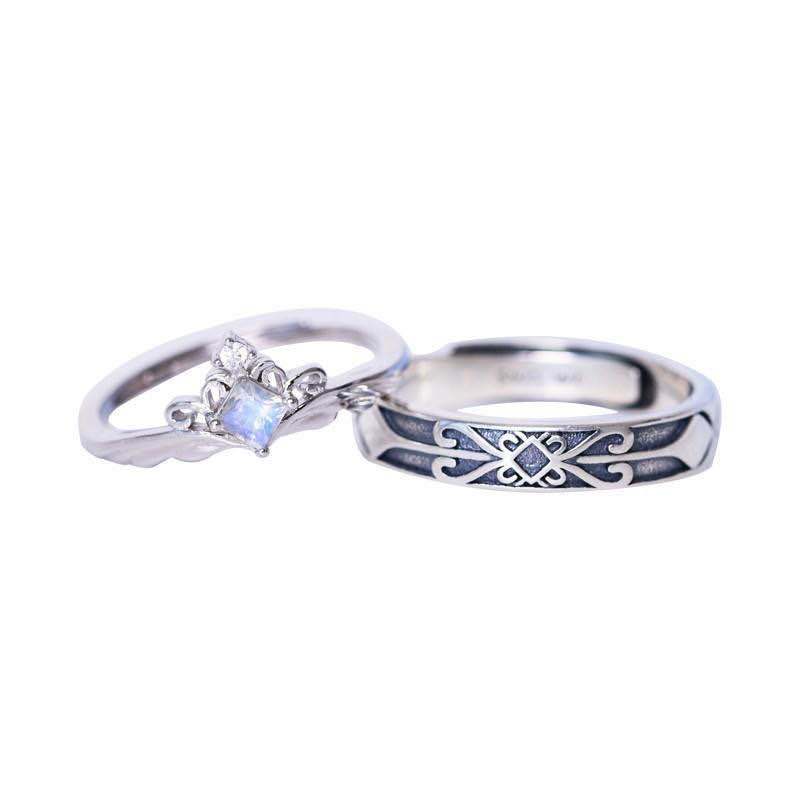 Do Old Moonstone Couple Rings Retro Princess Knight