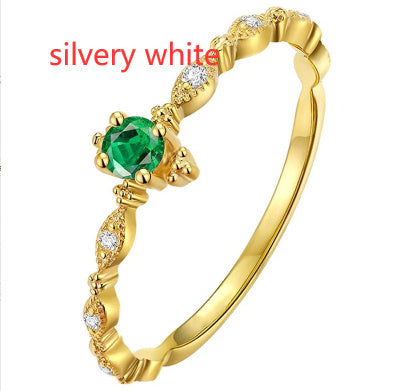 Green Zircon Ring Women Fashion Light Luxury Design Style