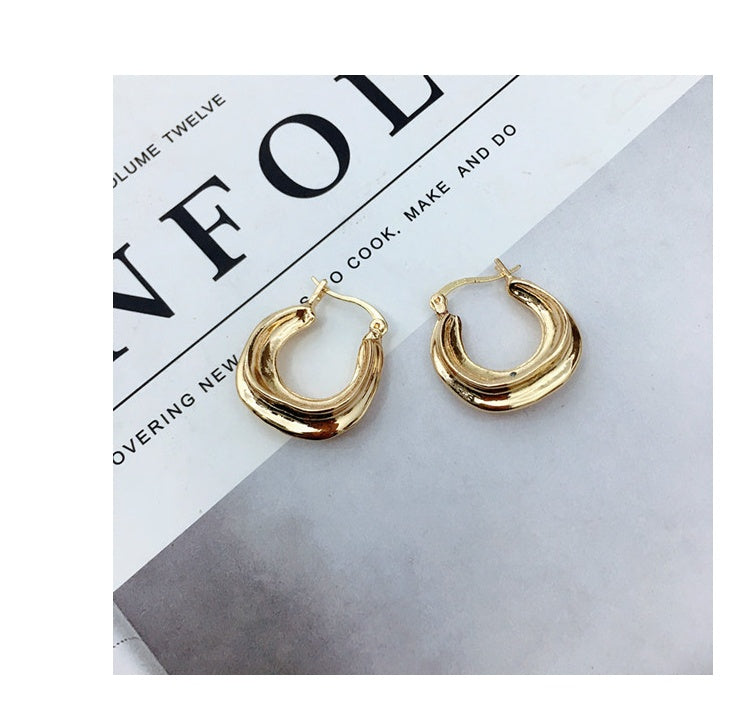 Irregular shape vintage old metal stud earrings, wild personality earrings