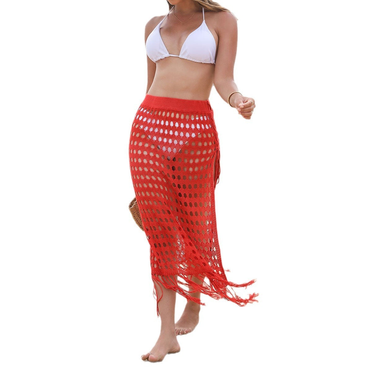 Beach Cover-up Mesh Half-length Hollow Beach Skirt