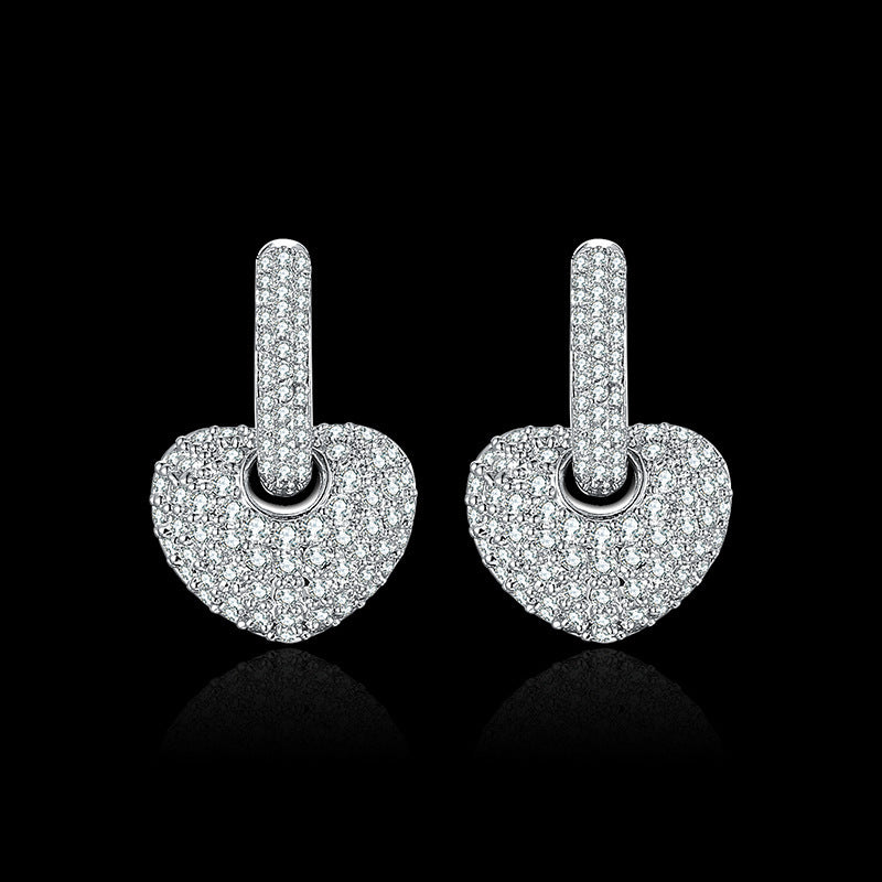 Temperament Style Diamond-studded Peach Heart Earrings Design Style