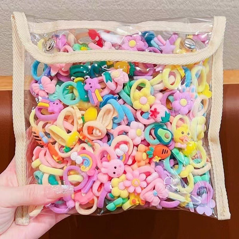 Rubber Band Female Hair-binding Children's Cartoon Hair Band Cute Baby Hair Friendly String Hair Rope Headdress