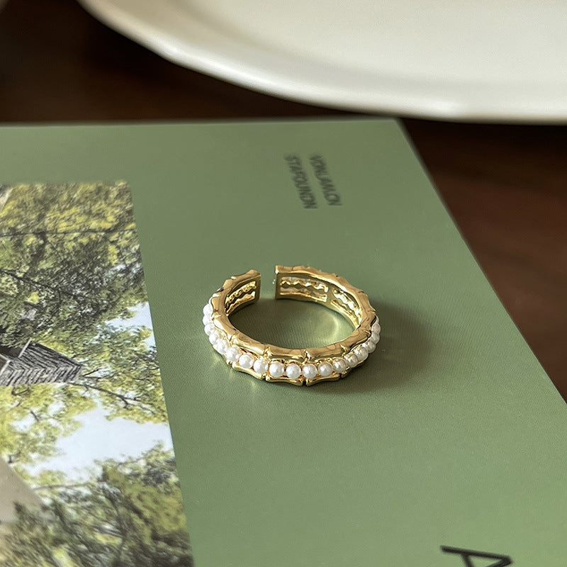 French Simplicity Style Cute Rabbit Pearl Ring For Women