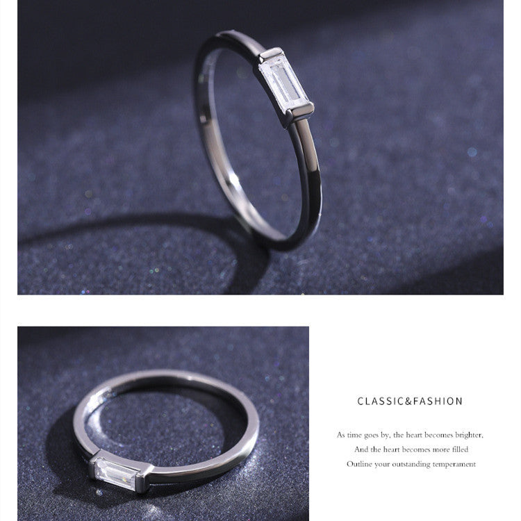 Simple Cold Style Zircon Ring Women