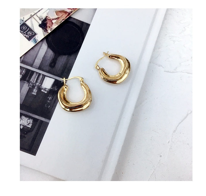 Irregular shape vintage old metal stud earrings, wild personality earrings