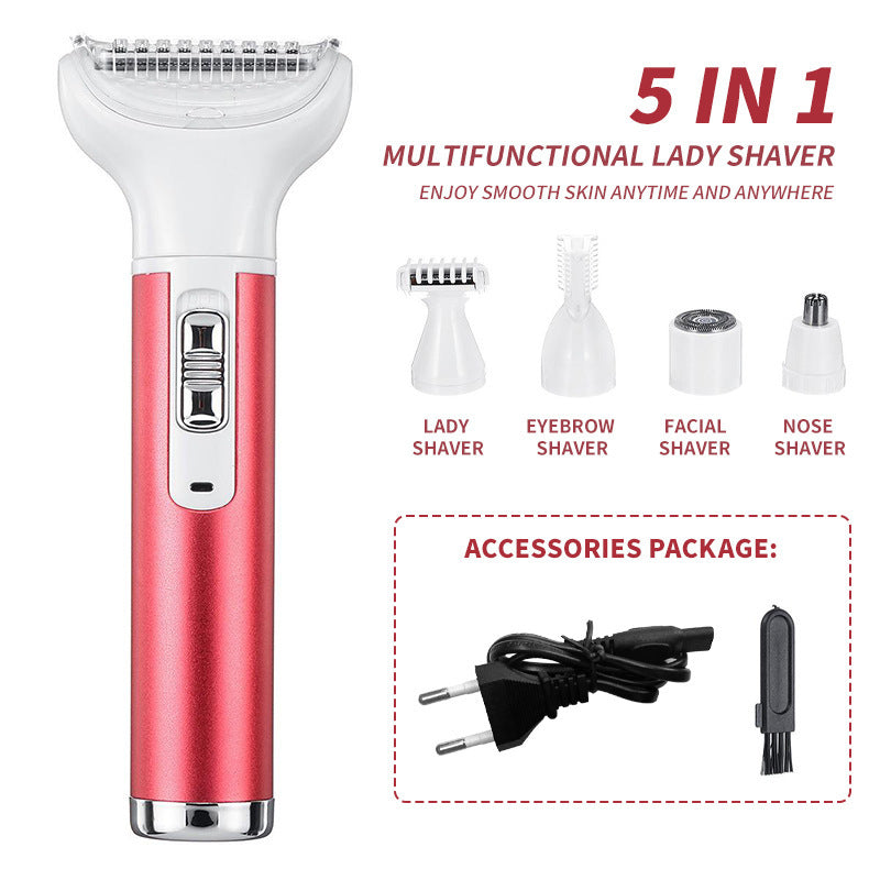 Electric Depilator Private Lady Shaver Private Parts Armpit Pubic Hair Shaver Multi-functional Five-piece Set For Women Hair Removal Device