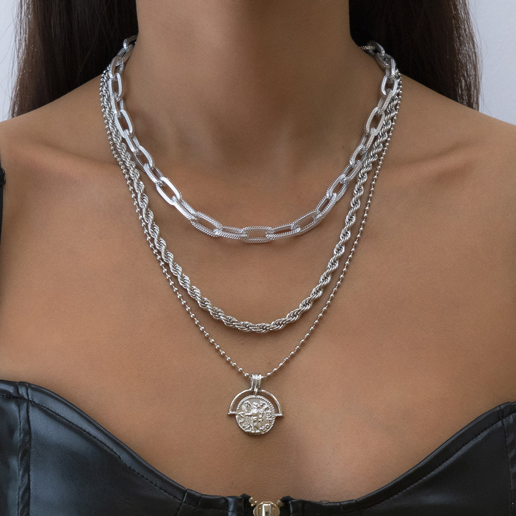 Hip-Hop Punk Style Metal Square Clavicle Necklace Women
