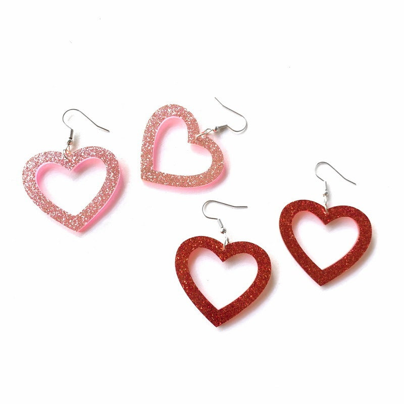 Retro New Style Leopard Print Love Heart Earrings Women