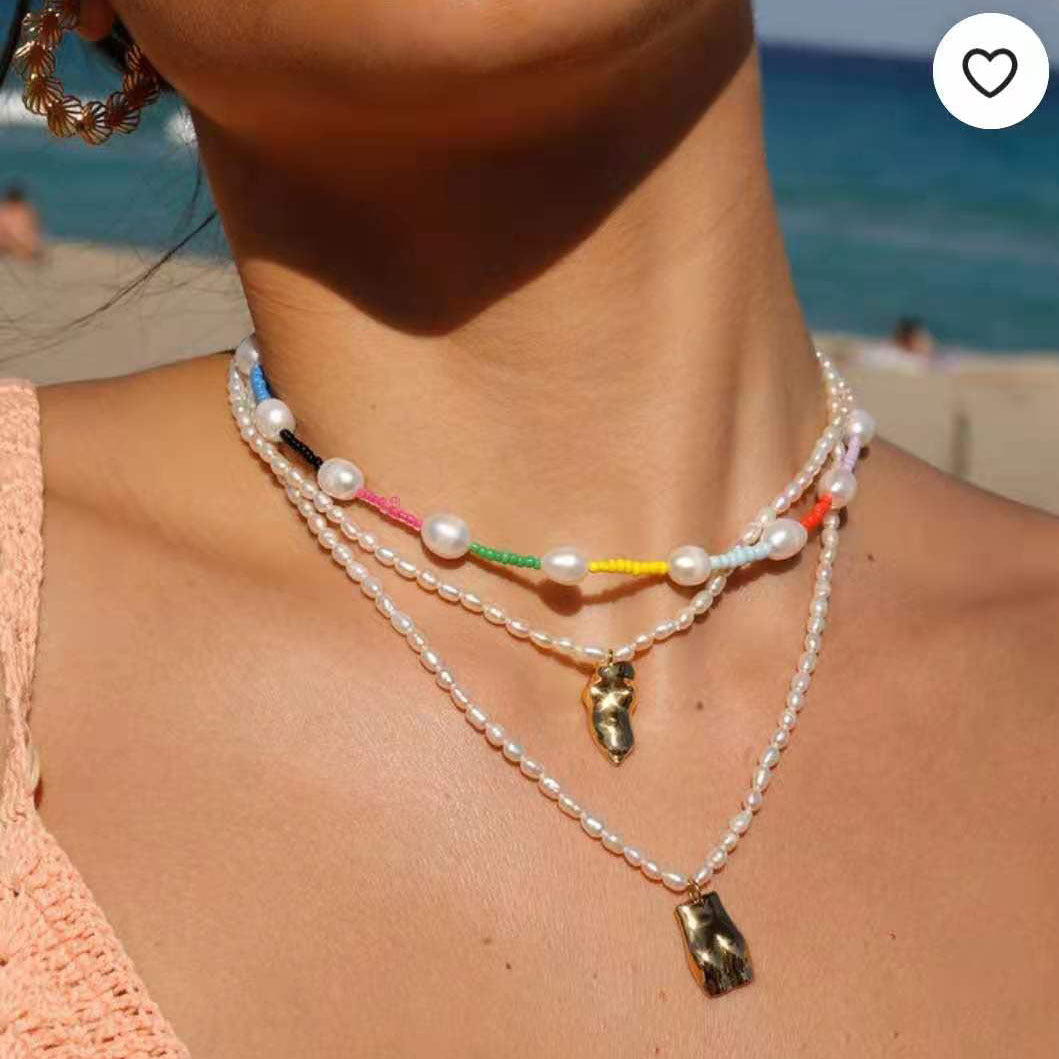 Rainbow Baroque Pearl Hyuna Style Choker Necklace Women