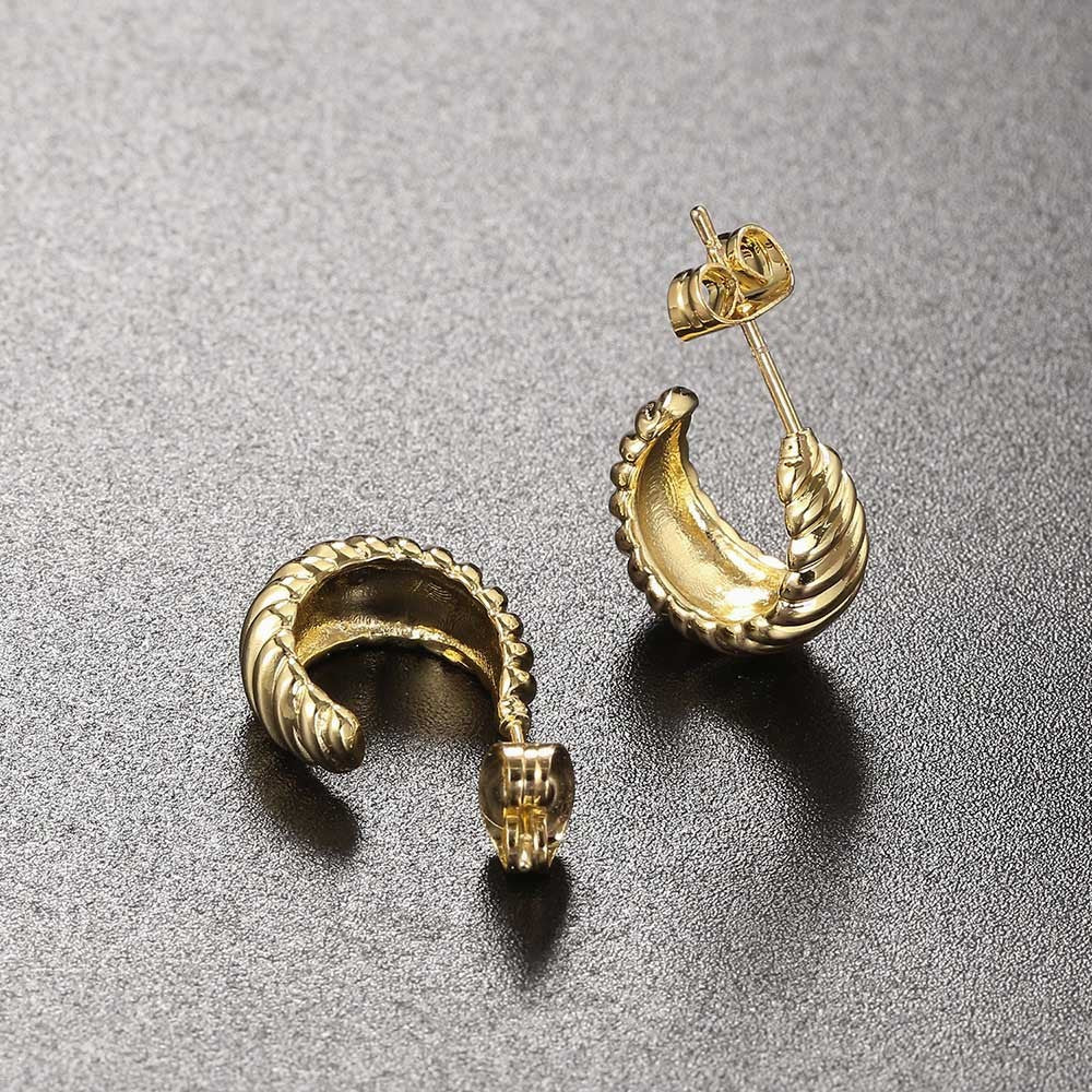 Simple French Style Croissant Stud Earrings For Women
