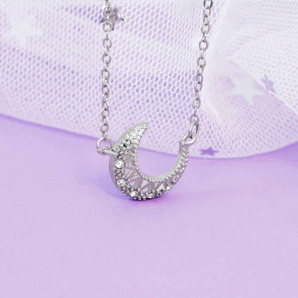 Korean Simple Style Moon Necklace Women Fashion Simple Clavicle Chain