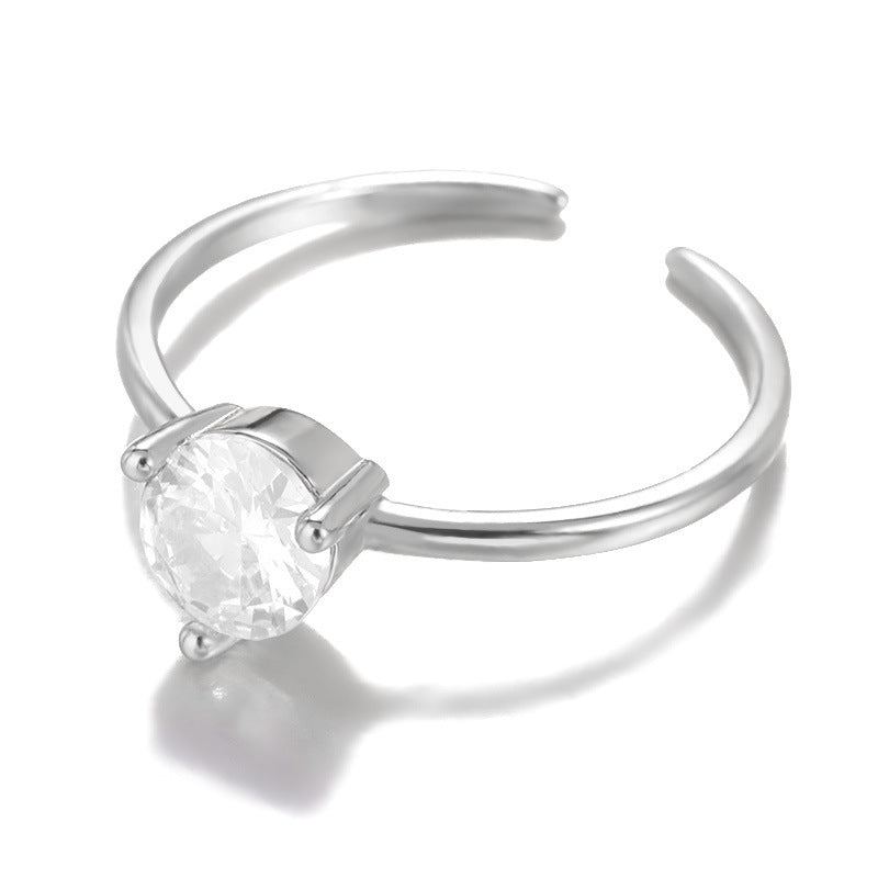 Ins Style Simple Heart-shaped Zircon Ring Women