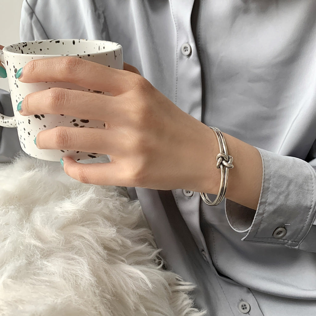 Sterling Silver Niche Design Cold Wind Made Old Student Bracelet