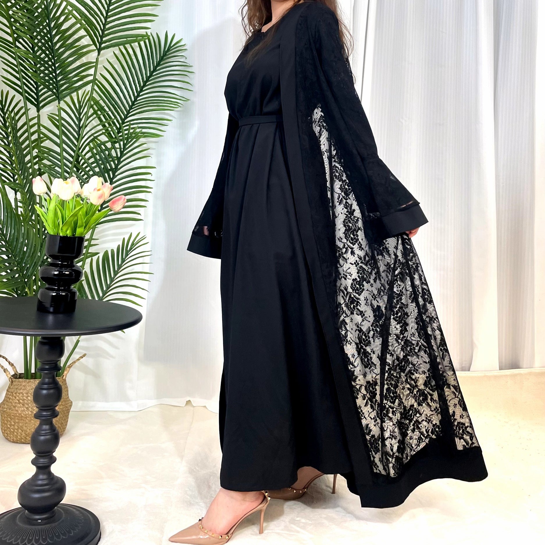 Muslim Fashion Women's Traditional Dress Lace Robe