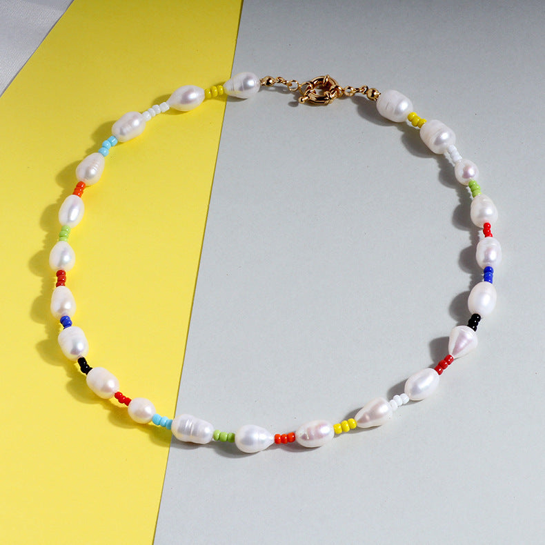 Rainbow Baroque Pearl Hyuna Style Choker Necklace Women