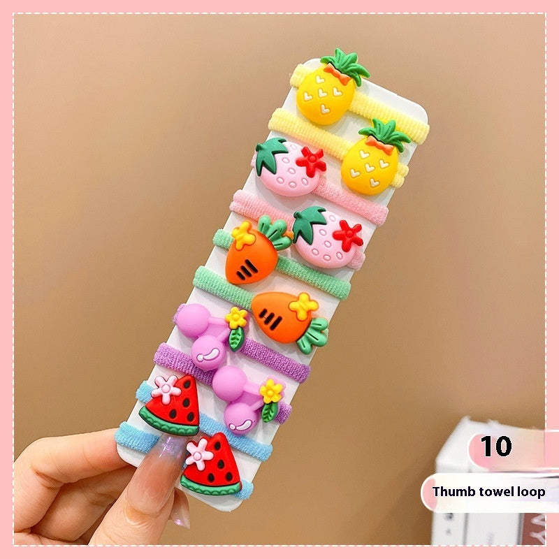 Rubber Band Female Hair-binding Children's Cartoon Hair Band Cute Baby Hair Friendly String Hair Rope Headdress