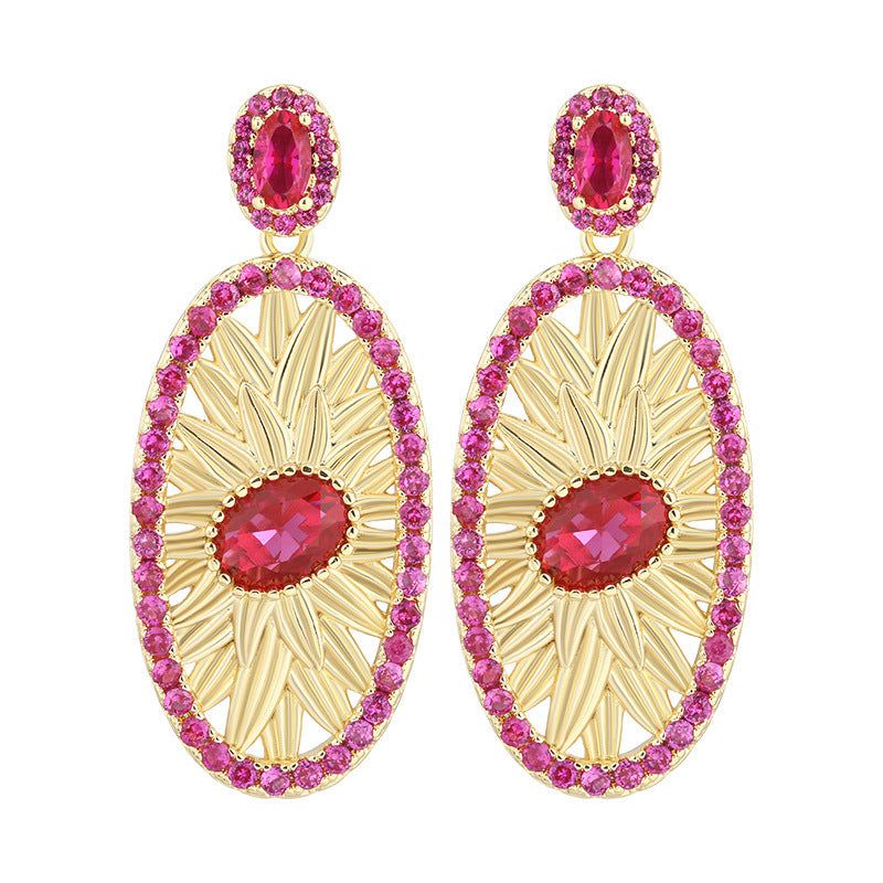 Gold-plated Simulation Red Corundum Design Old Money Style Suit