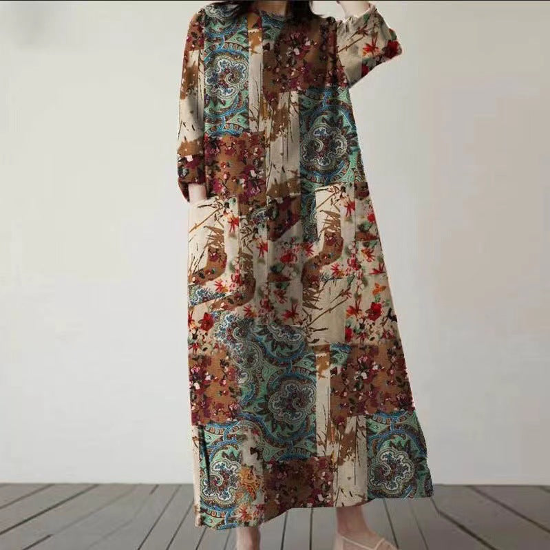 Women's Clothing Retro Pullover Loose Dress