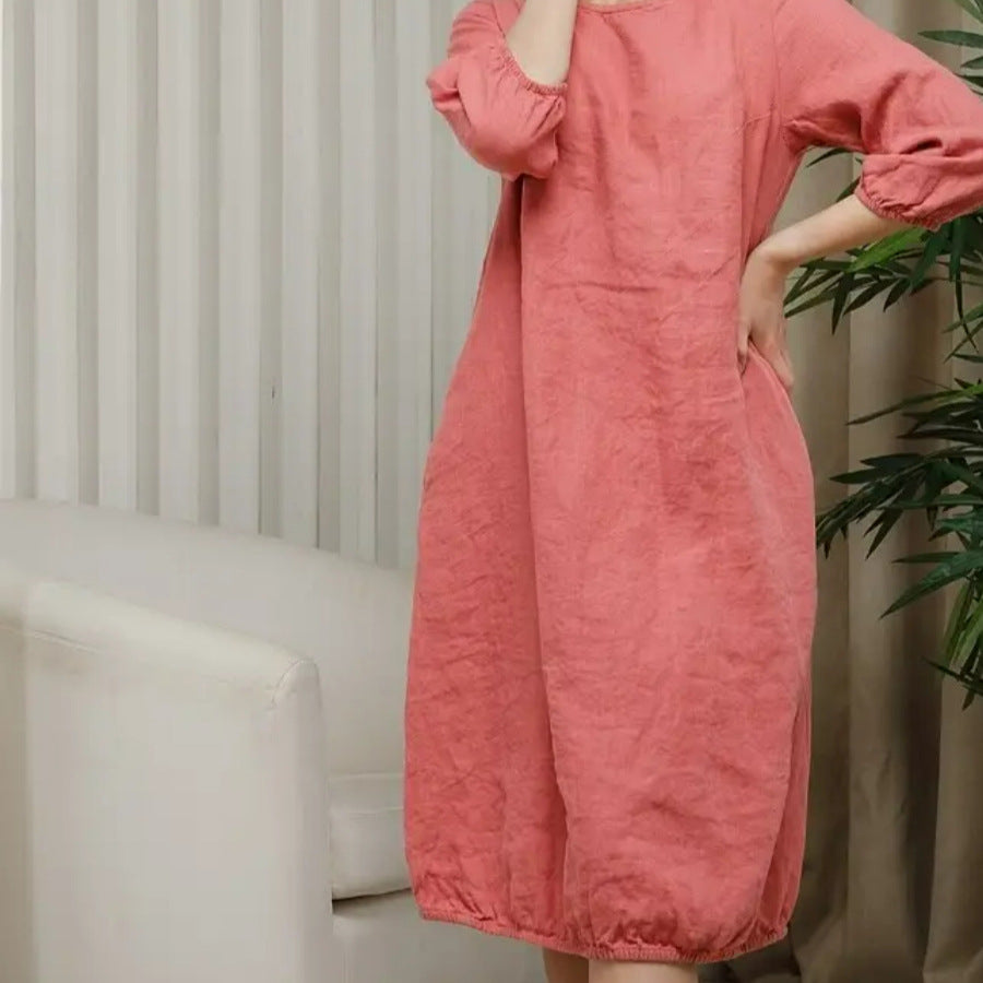 Linen Loose Dress Women's Clothing