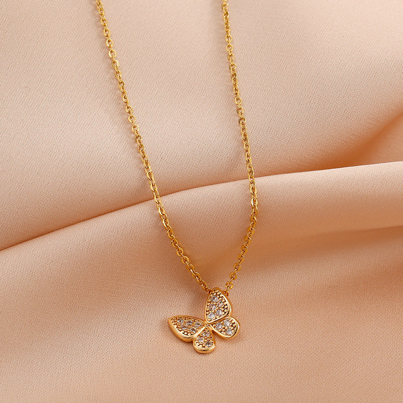 Ins Style All-match Butterfly Clavicle Titanium Steel Necklace Women