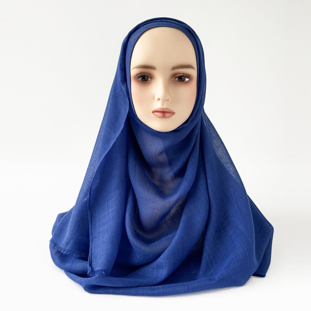 Muslim Kerchief Slub Cotton Scarf Tassel