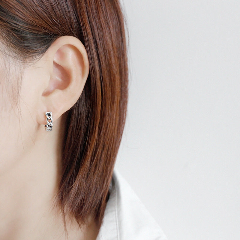 S925 Silver Vintage Old Twist Dumbbell Earrings
