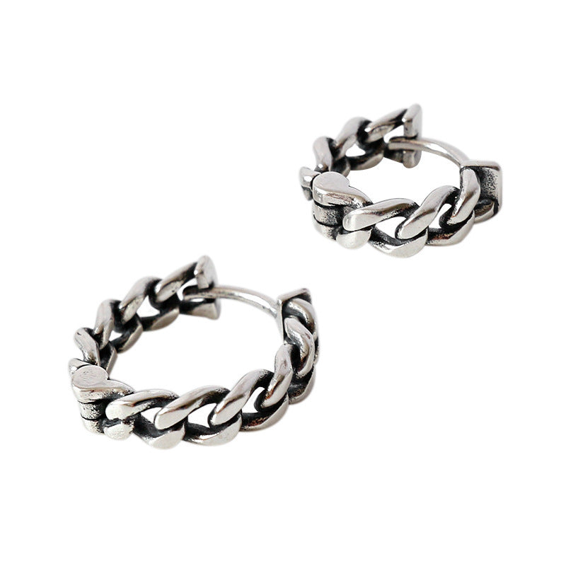 S925 Silver Vintage Old Twist Dumbbell Earrings