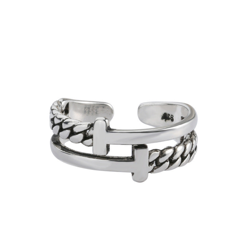 Braided Ring Retro Personality Silver Made Old Female Ring Jewelry
