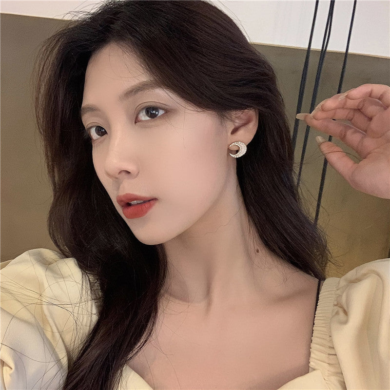 Trendy Sterling Silver Needle Stud Earrings For Women Korean Style Popular