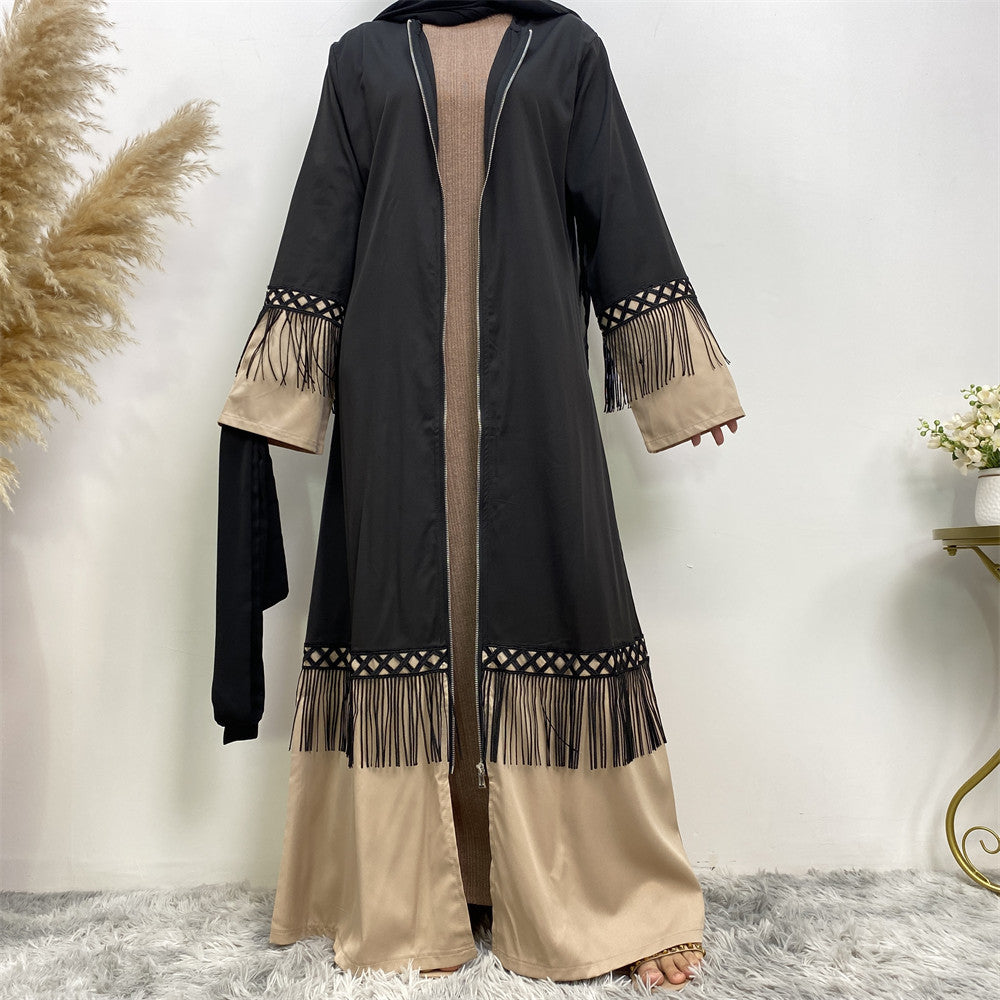 Fringe Lace Stitching Fashion Long Dress Women's Clothing