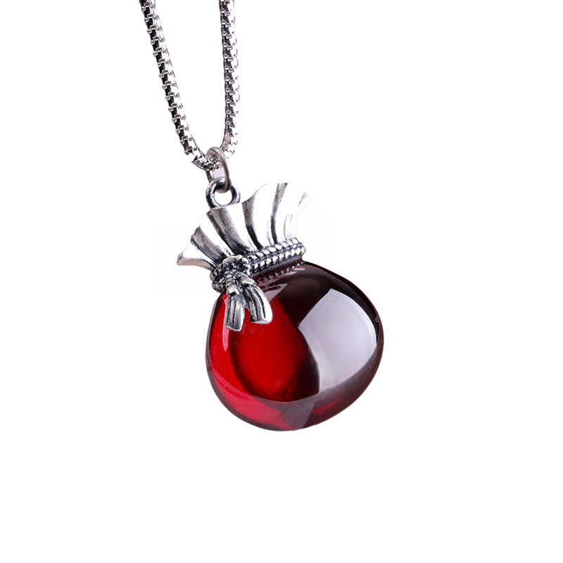 Silver Accessories Necklace Matte Craft Section Blue San Women's Money Bag Pendant
