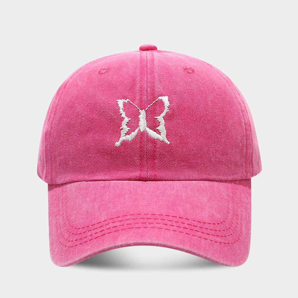 Soft Top Casual Peaked Cap Butterfly Embroidered Sun Hat