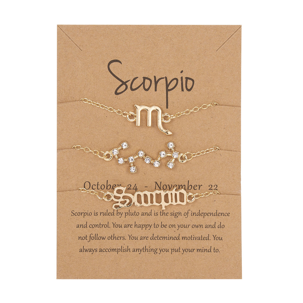Symbol Star Old English Astrology Bracelet Set Of 3
