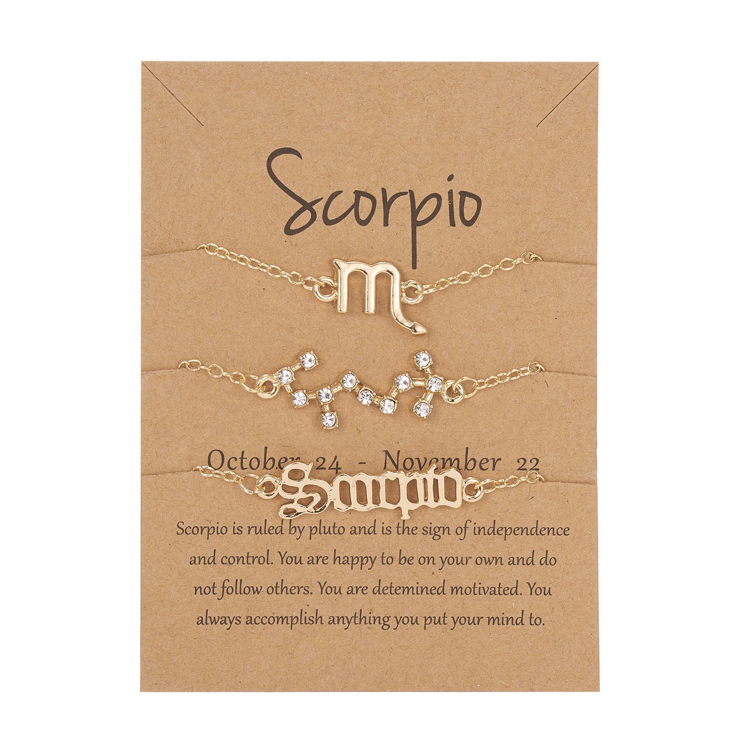 Symbol Star Old English Astrology Bracelet Set Of 3