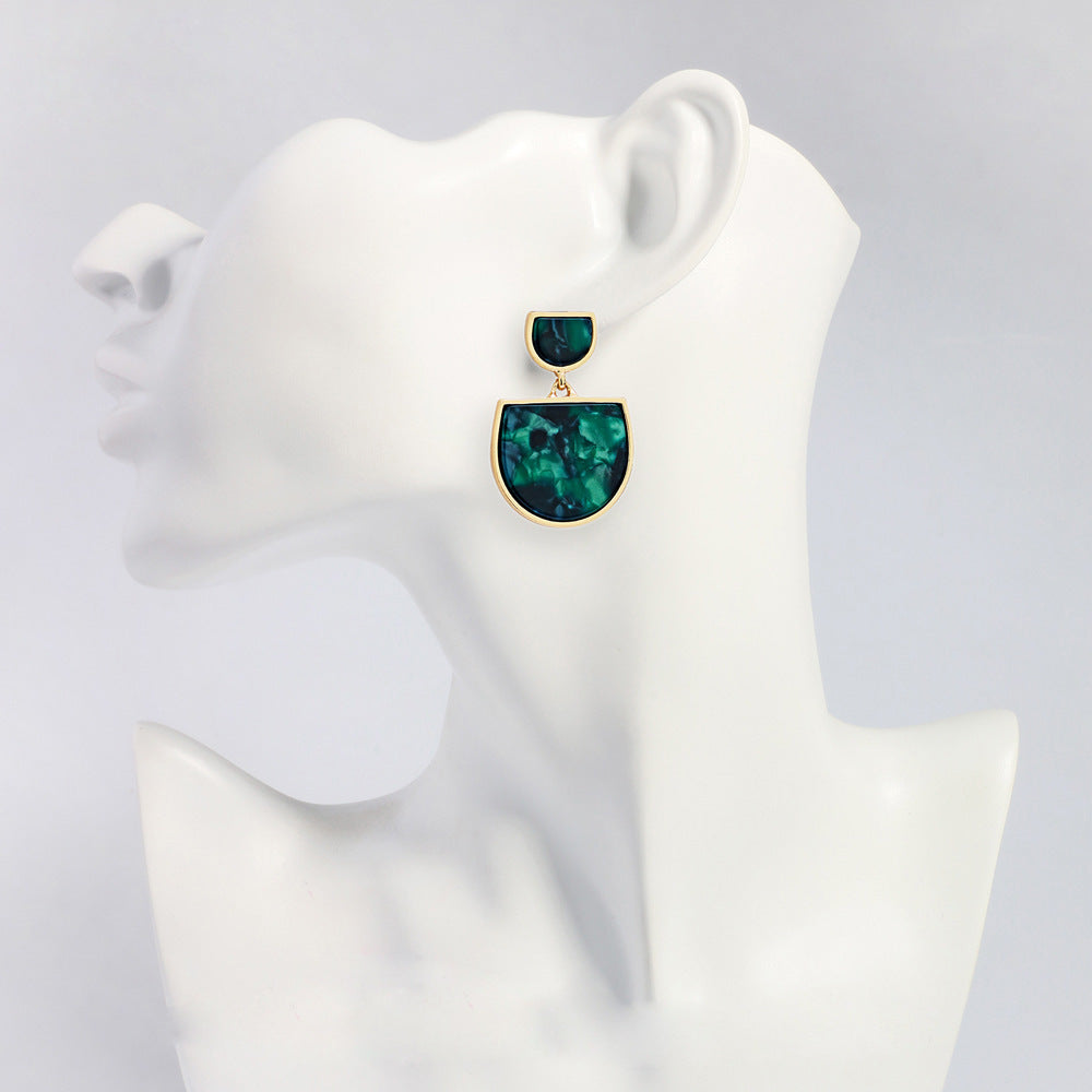European And American Style Acetic Acid Earrings Round Face Thin Women