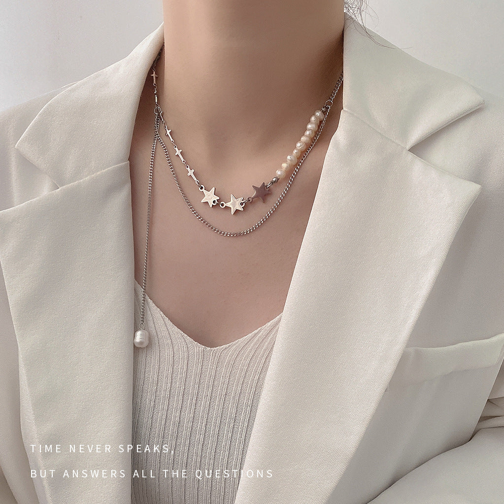Niche Palace Style Irregular Pearl Stitching Necklace Women