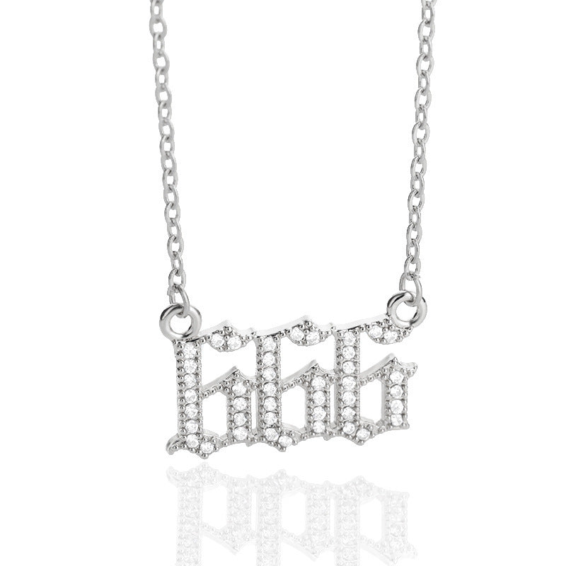 Zircon Necklace Men And Women Couples Old English