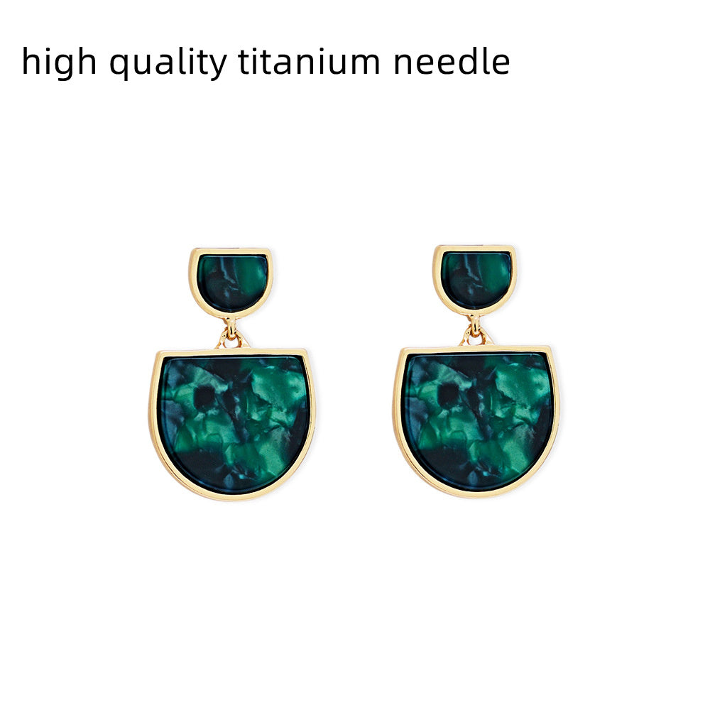 European And American Style Acetic Acid Earrings Round Face Thin Women