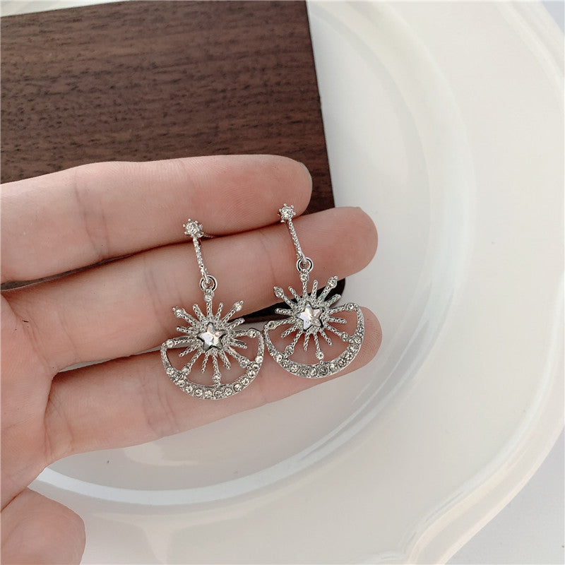Trendy Sterling Silver Needle Stud Earrings For Women Korean Style Popular