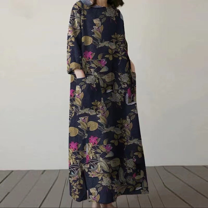 Women's Clothing Retro Pullover Loose Dress