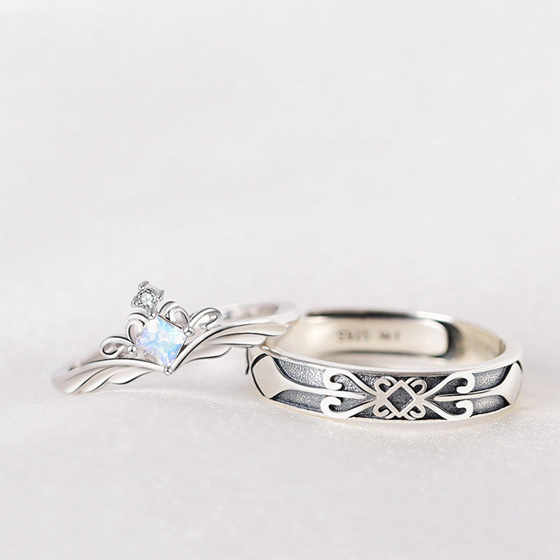 Do Old Moonstone Couple Rings Retro Princess Knight