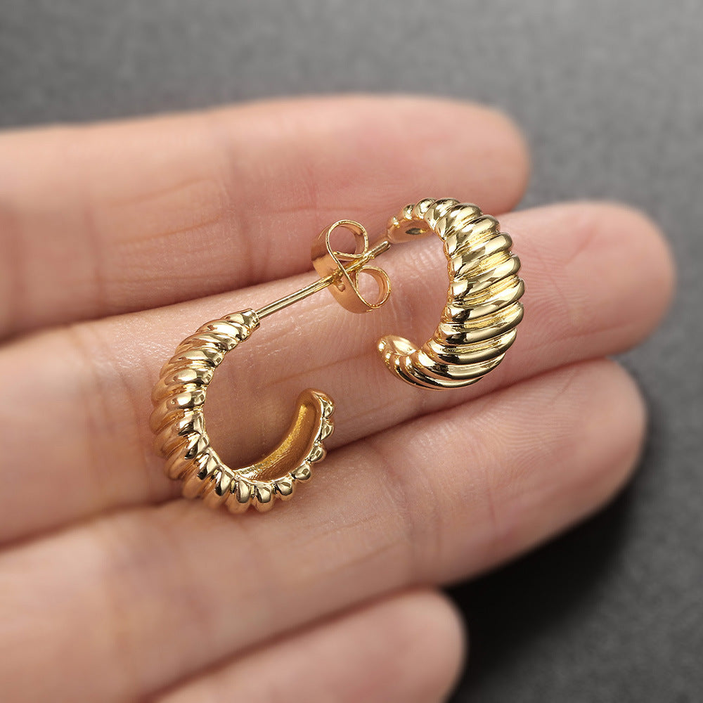 Simple French Style Croissant Stud Earrings For Women